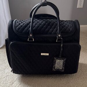 Vera Bradley Black Quilted Roller Travel Bag with ID Tag